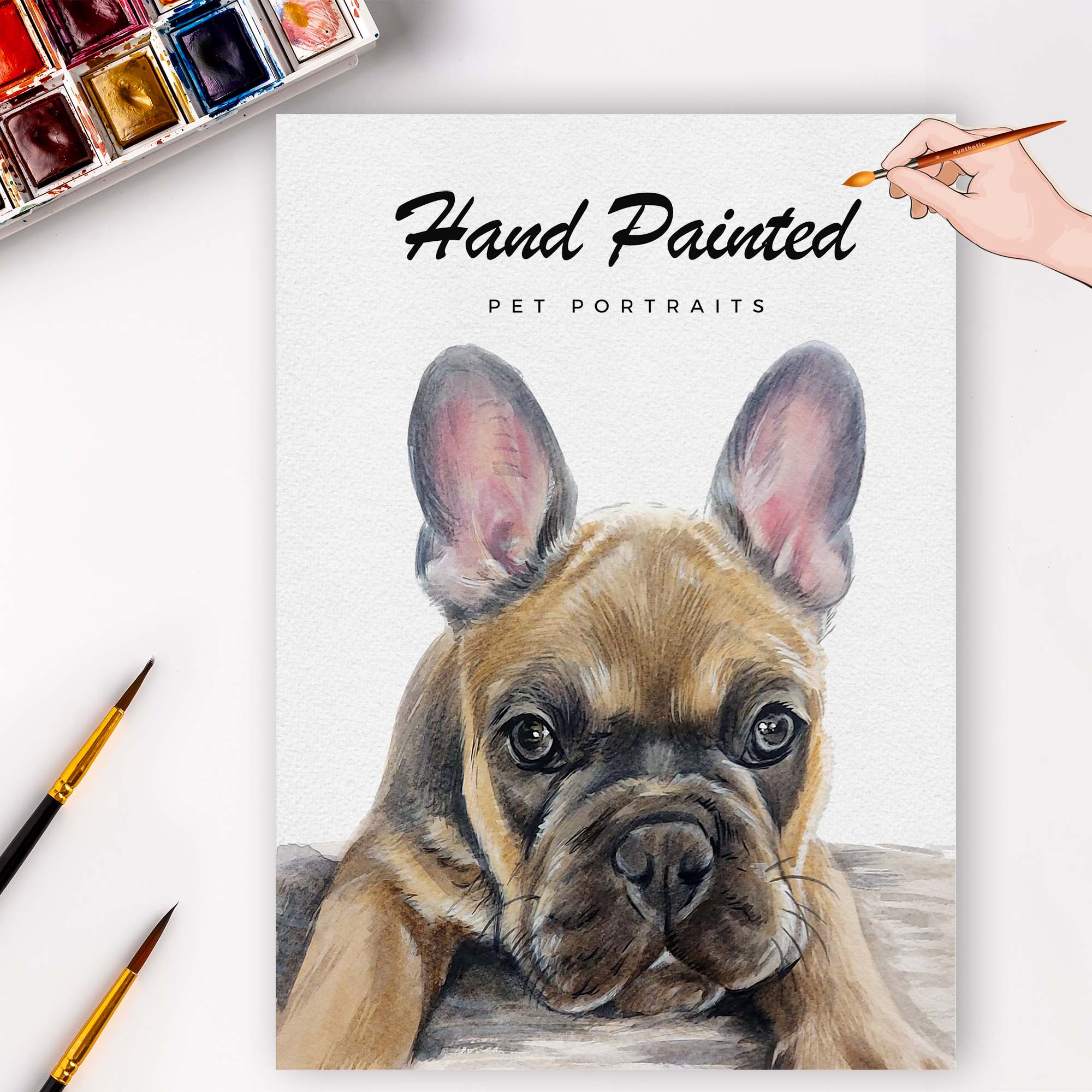 Personalized Pet Painting From Photo 100% Hand Painted Watercolor Full Body Animal Portrait Artwork