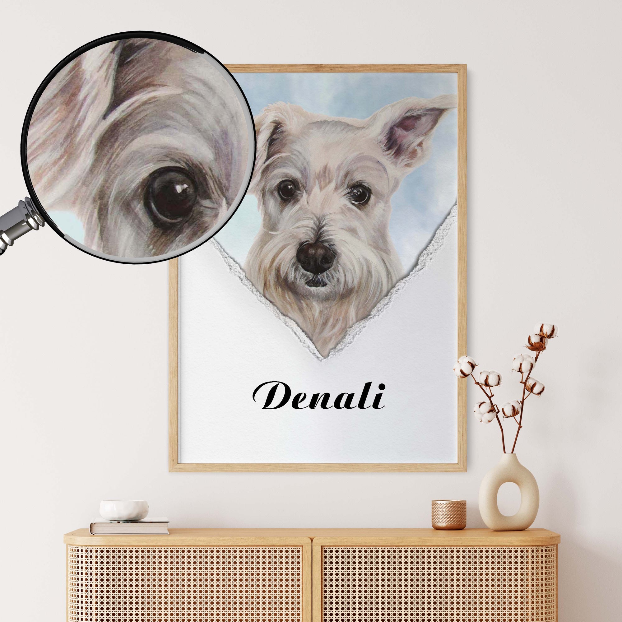 Modern Style Custom Dog Portrait From Your Photo Personalized Watercolor Hand Painting